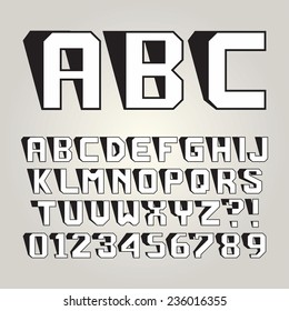 Abstract Lean Shadow Alphabet and Numbers, Editable eps10 Vector