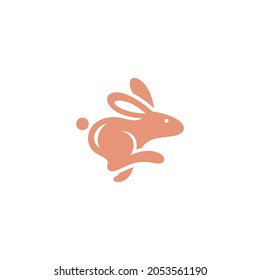 Abstract Leaping Rabbit Bunny Icon Silhouette Logo Concept