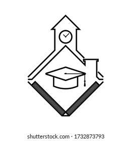 abstract learning at home or home study icon flat vector design. online education concept. isolated on white background