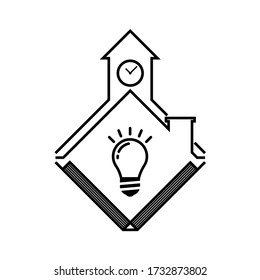 abstract learning at home or home study icon flat vector design. online education concept. isolated on white background