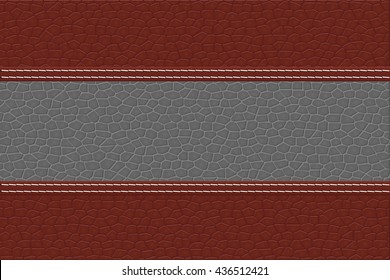 Abstract leather cells background with white stitching. Vector illustration
