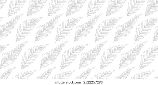 Vetor de padrão de fundo de saída abstrato. Vetor de contorno de folha desenhado à mão. deixa papel de parede padrão. Fundo de folha tropical.