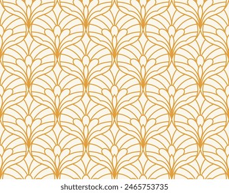 Abstract leaves art deco seamless patterns. Vector geometric background. Decorative illustration for fabric, textile, etc.