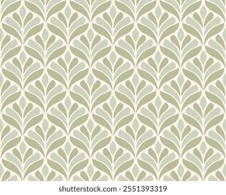 Abstract leaves art deco seamless patterns. Vector geometric background. Decorative illustration for fabric, textile, etc.