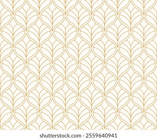 Abstract leaves art deco seamless patterns. Vector geometric background. Decorative illustration for fabric, textile, etc.