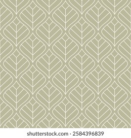 Abstract leaves art deco seamless patterns. Vector geometric background. Decorative illustration for fabric, textile, etc.