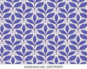 Abstract leaves art deco seamless patterns. Vector geometric background. Decorative illustration for fabric, textile, etc.