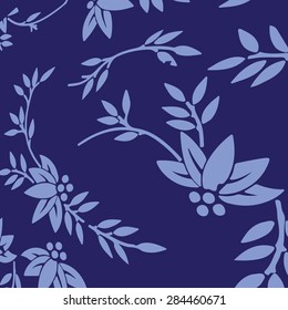 Abstract leaves background blue. Illustration



