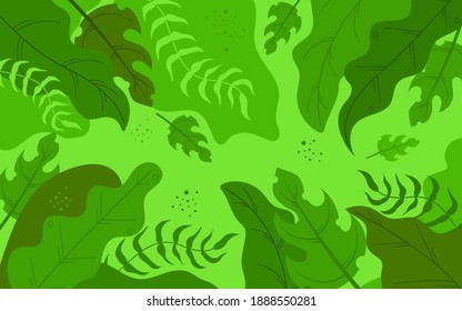 Abstract leaves background with flat style design. Vector illustration suitable for your cover, wallpaper, backdrop, and other