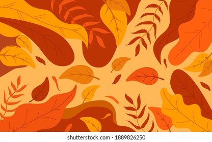 Abstract leaves background with flat style design. Vector illustration suitable for your cover, wallpaper, backdrop, or background