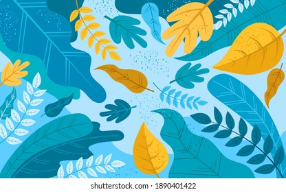 Abstract leaves background with flat vector illustration style design. Suitable for your wallpaper, backdrop, and other