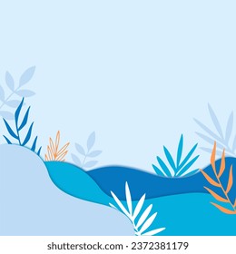 abstract leaves  background layout banner design with Paper Cut art