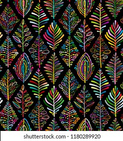 Abstract leaves background. Rhombus shape. Seamless pattern for your design