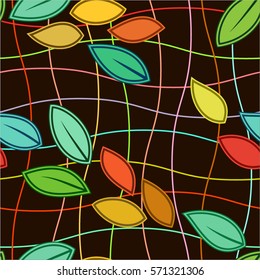 Abstract leaves background. Seamless pattern. Vector graphics.