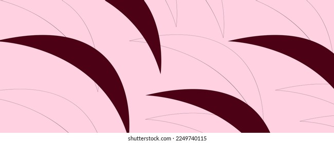 Abstract leaves Background with semicircles. Pink, Viva Magenta. Vector template for storys, cover. Background for wallpaper, web design. Story banner template, poster. Texture graphic illustration
