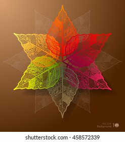 Abstract leaves background. Stylized skeleton leaf. Vector eps 10.