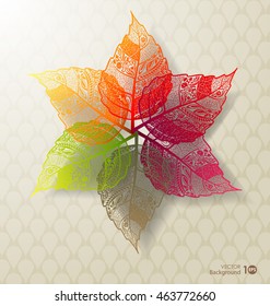 Abstract leaves background. Stylized skeleton leaf. Vector eps 10.