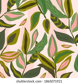 Abstract leaves background vector illustration hand draw design 