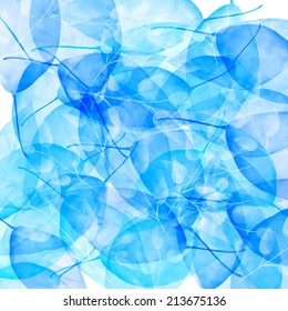 Abstract leaves background with watercolor texture. Vector image.