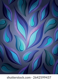 Abstract Leaves in Blue Purple Glow