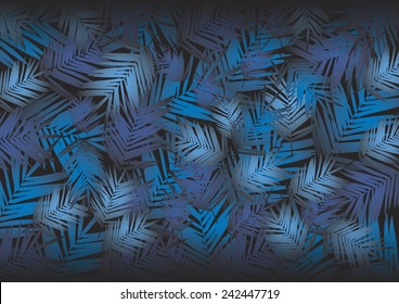 Abstract leaves in blue tone colors for background or wallpaper.