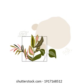 Abstract leaves card background vector illustration hand draw design 