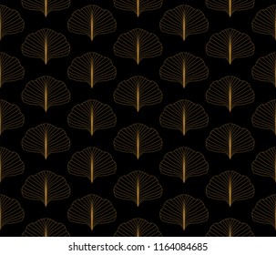 Abstract Leaves Decorative Tile. Geometric Ginkgo Seamless Pattern. Floral background.