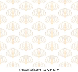 Abstract Leaves Decorative Tile. Geometric Ginkgo Seamless Pattern. Floral background.