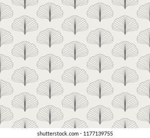 Abstract Leaves Decorative Tile. Geometric Ginkgo Seamless Pattern. Floral background.