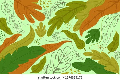 Abstract leaves design vector illustration. Shows lots of leaves in flat design vector. Suitable for your nature wallpaper, backdrop, background, and other

