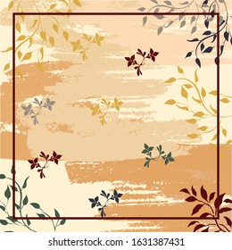 abstract leaves floral pattern square scarf