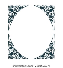 abstract leaves floral vector frame line artistic