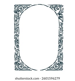 abstract leaves floral vector frame line artistic
