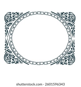 abstract leaves floral vector frame line artistic