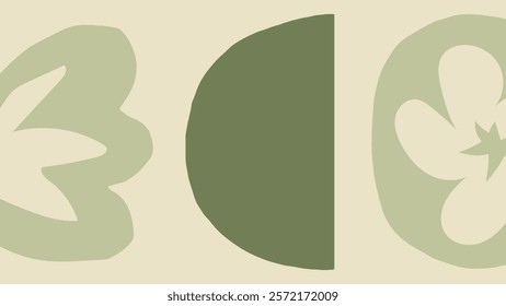 Abstract leaves and flower nature shape in green desktop wallpaper vector. Leaves and Flower abstract shape green monotone background. Abstract nature space desktop wallpaper background vector