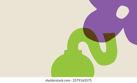 Abstract leaves and flower nature shape in purple green desktop wallpaper vector. Leaves and Flower abstract shape purple green background. Abstract nature space desktop wallpaper background vector