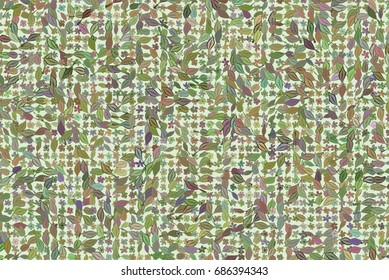 Abstract leaves & flowers illustrations background pattern. Vector graphic.