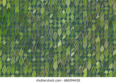 Abstract leaves & flowers illustrations background pattern. Vector graphic.