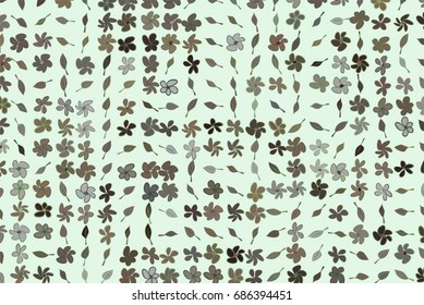 Abstract leaves & flowers illustrations background pattern. Vector graphic.