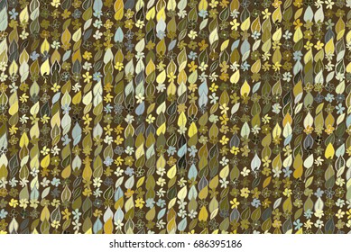 Abstract leaves & flowers illustrations background pattern. Vector graphic.