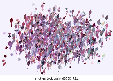 Abstract leaves & flowers illustrations background pattern. Vector graphic.