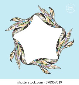 Abstract leaves frame border. Floral leaf banner for text vector design. Colorful nature illustration.