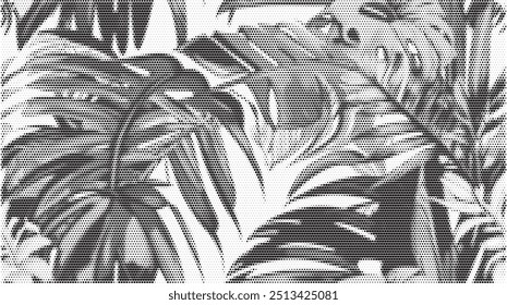 Abstract leaves halftone dotted pattern