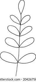 abstract leaves icon. hand drawn doodle. vector, scandinavian, nordic, minimalism monochrome plant herbarium