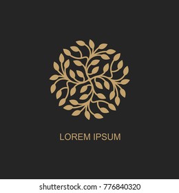 Abstract leaves logo design template. vector emblem