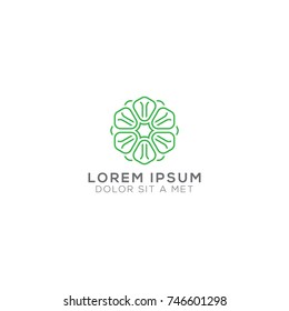Abstract Leaves Logo Design Vector Mono Line