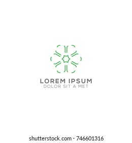 Abstract Leaves Logo Design Vector Mono Line