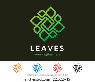 Abstract Leaves Monogram, Logo Symbol Template Design Vector, Emblem, Design Concept, Creative Symbol, Icon
