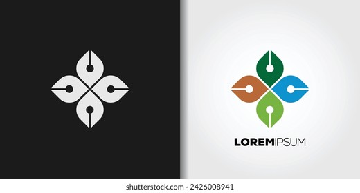 abstract leaves nature logo set