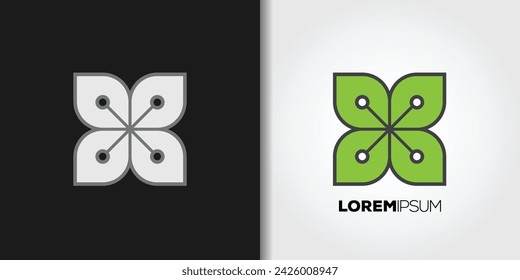 abstract leaves nature logo set